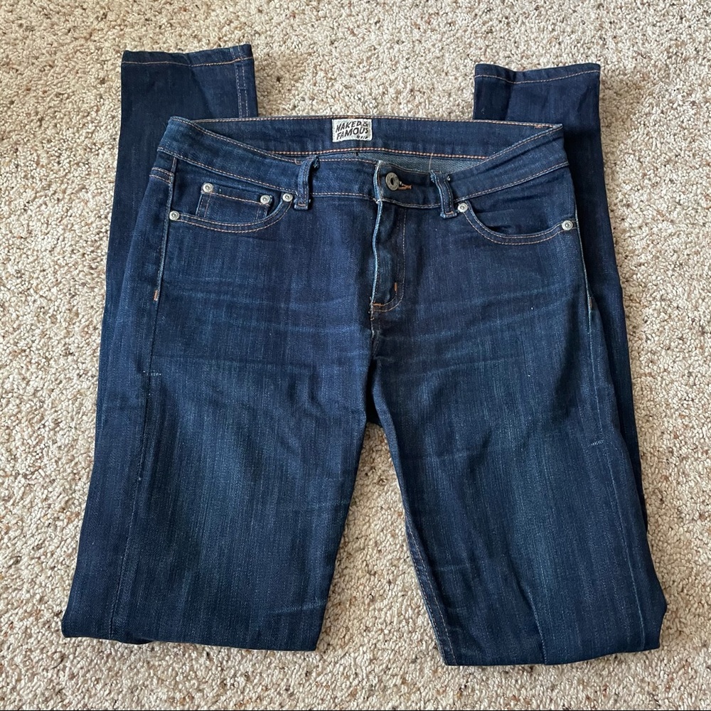 Naked & Famous Dark Wash Skinny Jeans Mid Rise